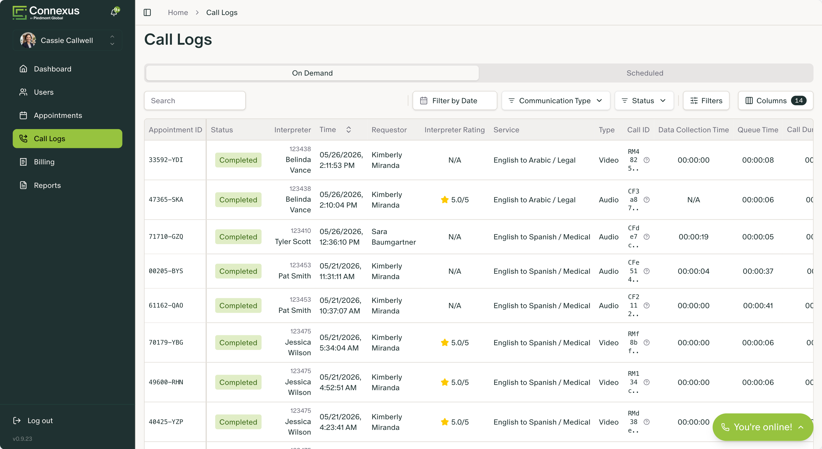 Connexus audit-ready compliance records interface