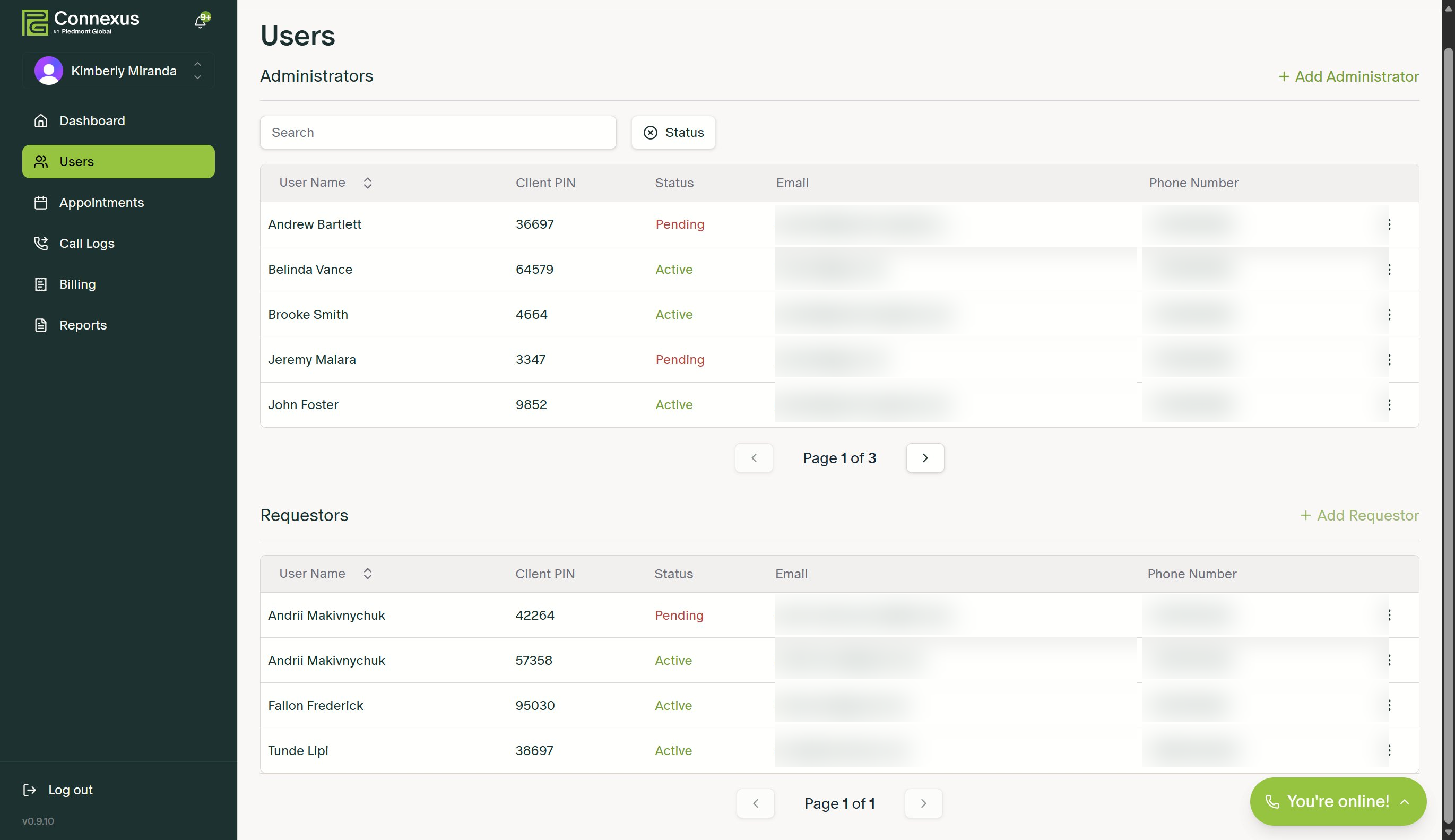 Connexus interpreter roster and capacity management interface